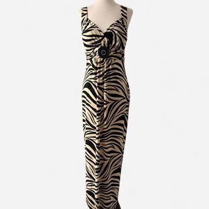 Zebra Print Bodycon Maxi Dress by En Focus Studio Size 8